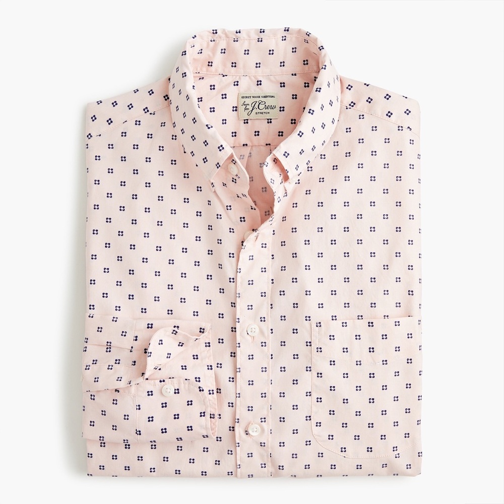 J Crew Stretch Secret Wash shirt in organic cotton tiny foulard